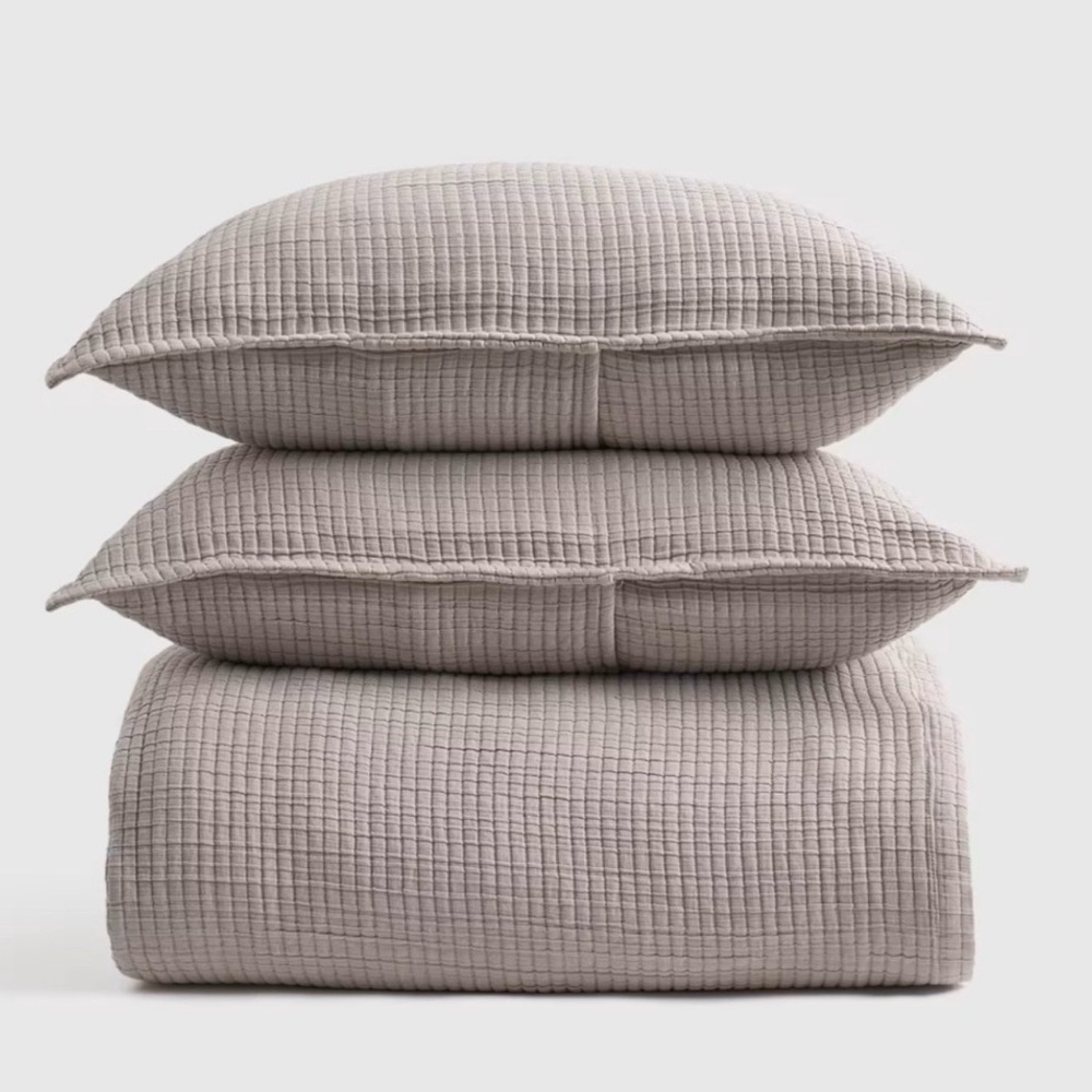 NWT Quince King Organic Cotton Gray Coverlet Set